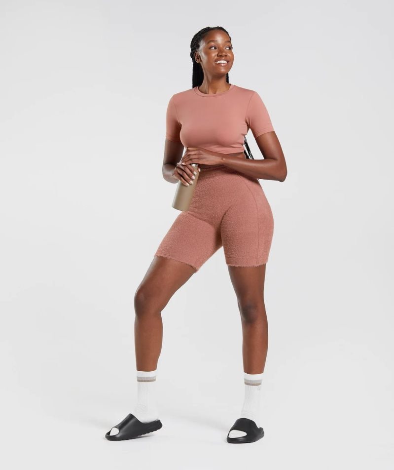 Women's Gymshark Whitney Eyelash Knit Shorts Pink | CA 506A18